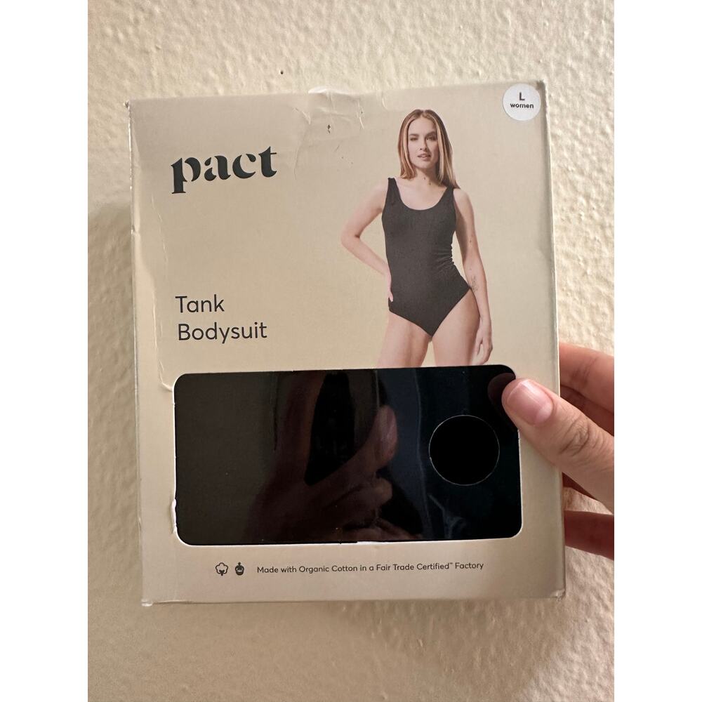 NWT Pact Sz L Black Everyday Scoop Neck Bodysuit Organic Cotton Snap Crotch - Picture 4 of 8